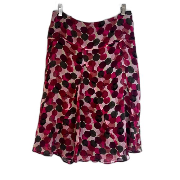 Nine West NWT 100% Silk Aline Polka Dot Skirt Plus Size 24W Lightweight Boho - Picture 1 of 7